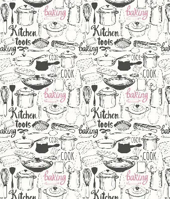 Fabric roller blind culinary utensils print pattern
