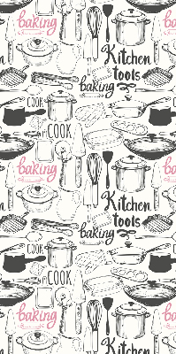 Fabric roller blind culinary utensils print pattern