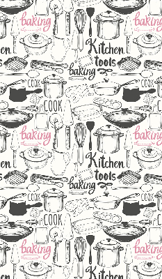 Fabric roller blind culinary utensils print pattern