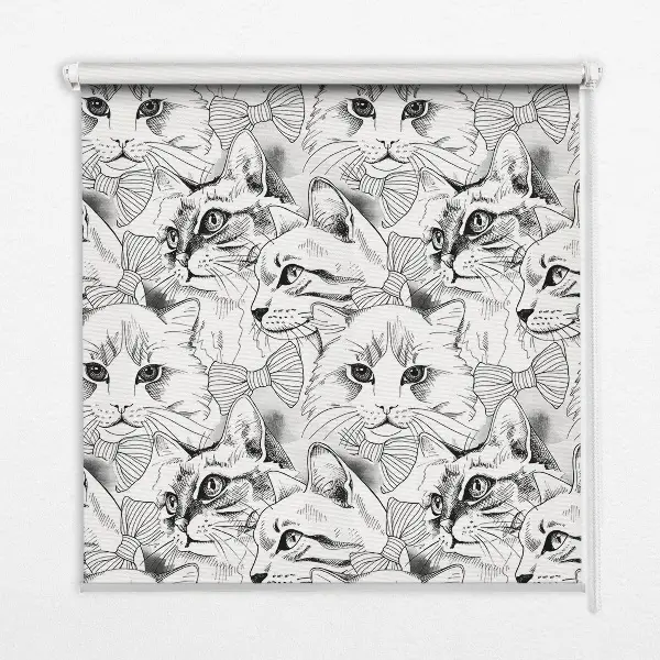 Roller blind for large window drawn cats pattern