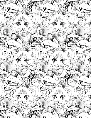 Roller blind for large window drawn cats pattern
