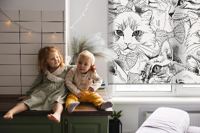 Roller blind for large window Drawn cats