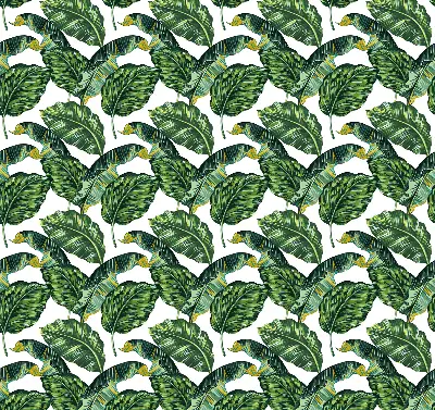 Modern roller blind with exotic leaves pattern