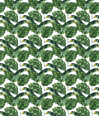 Modern roller blind with exotic leaves pattern