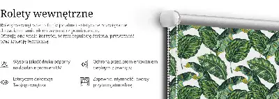 Modern roller blind with exotic leaves pattern