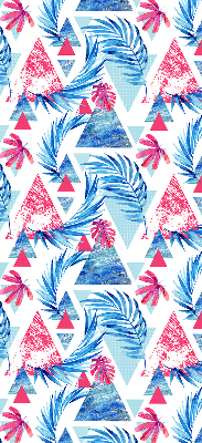 Roller blind for large window Blue leaves and triangles