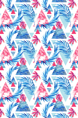Roller blind for large window Blue leaves and triangles