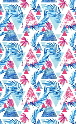 Roller blind for large windows blue leaves and triangles pattern