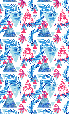 Roller blind for large window Blue leaves and triangles