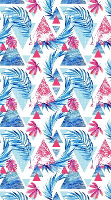 Roller blind for large window Blue leaves and triangles