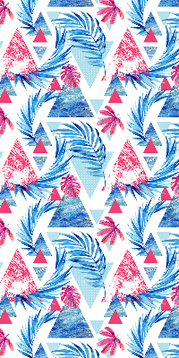 Roller blind for large window Blue leaves and triangles
