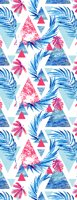 Roller blind for large window Blue leaves and triangles