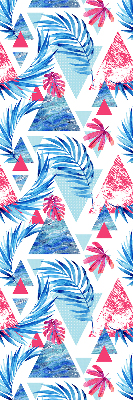 Roller blind for large window Blue leaves and triangles