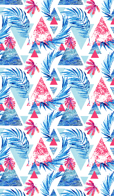 Roller blind for large window Blue leaves and triangles