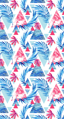 Roller blind for large window Blue leaves and triangles