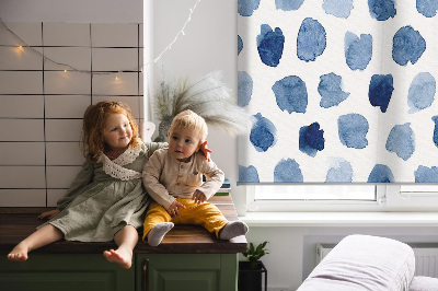 Fabric roller blind Blue painted spots