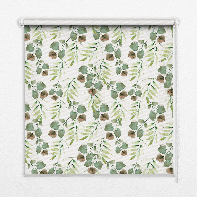 Roller blind for large window green leaves pattern