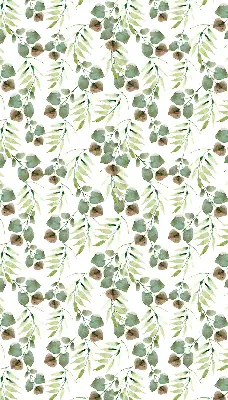 Roller blind for large window green leaves pattern
