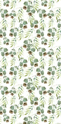 Roller blind for large window green leaves pattern