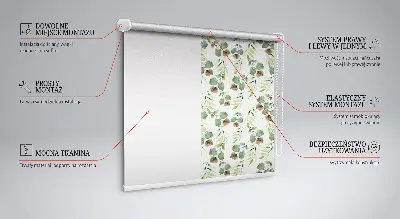 Roller blind for large window green leaves pattern