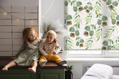 Roller blind for large window Green leaves