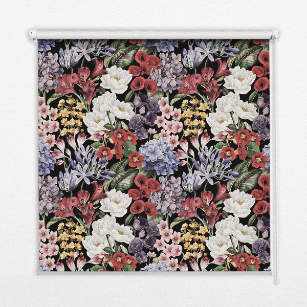 Roller blind for large window Colorful flowers