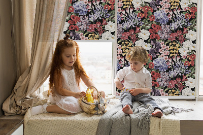 Roller blind for large window Colorful flowers