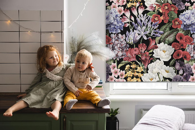 Roller blind for large window Colorful flowers