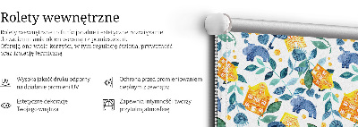 Roller blind for large window Yellow houses blue plants