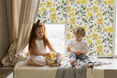 Fabric roller blind Yellow flowers