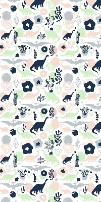 Modern roller blind with a colorful dinosaur pattern