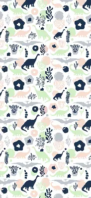 Modern roller blind with a colorful dinosaur pattern