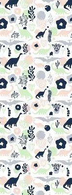 Modern roller blind with a colorful dinosaur pattern
