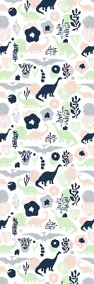 Modern roller blind with a colorful dinosaur pattern