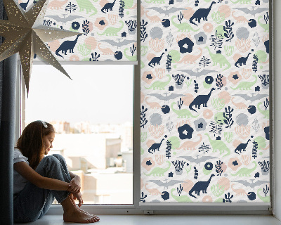 Modern roller blind Colorful dinosaurs