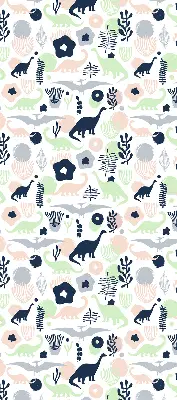 Modern roller blind with a colorful dinosaur pattern