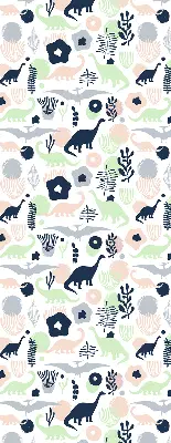 Modern roller blind with a colorful dinosaur pattern