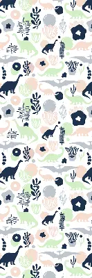 Modern roller blind with a colorful dinosaur pattern