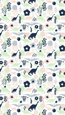 Modern roller blind with a colorful dinosaur pattern