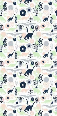 Modern roller blind with a colorful dinosaur pattern