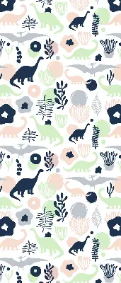 Modern roller blind with a colorful dinosaur pattern
