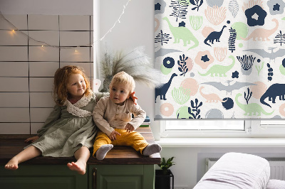 Modern roller blind Colorful dinosaurs