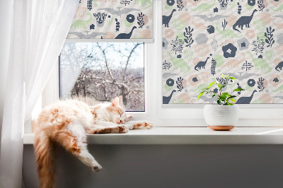 Modern roller blind Colorful dinosaurs
