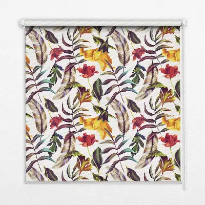 Roller blind for large windows with colorful flower pattern