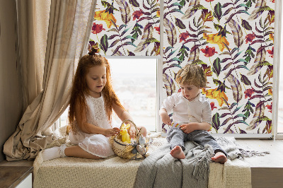 Roller blind for large window Colorful flowers