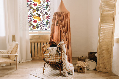 Roller blind for large window Colorful flowers