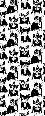 Modern roller blind with a drawn dogs pattern