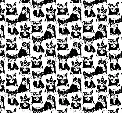 Modern roller blind with a drawn dogs pattern