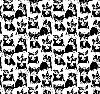 Modern roller blind Drawn dogs