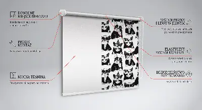 Modern roller blind with a drawn dogs pattern